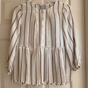 Fever brand top. Size small. Soft eggshell color with vertical stripe.